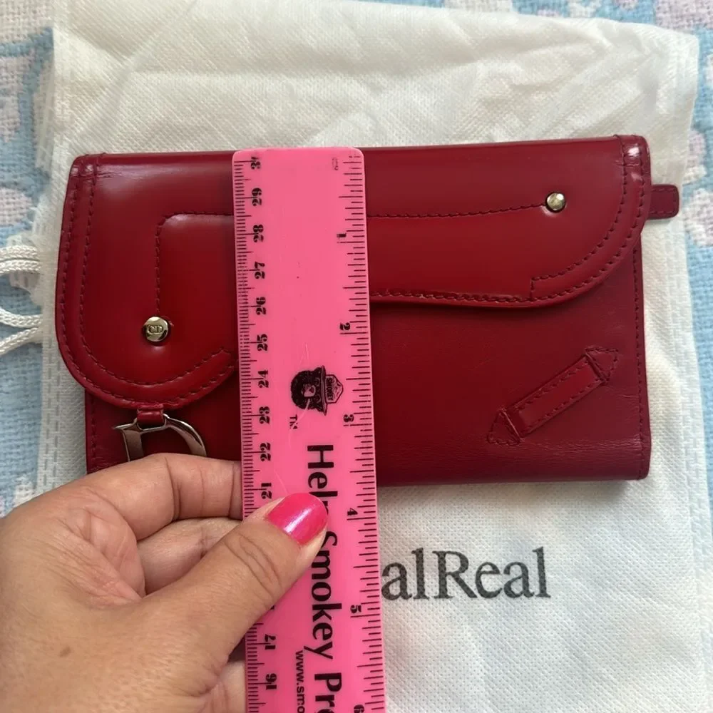 VTG *Christian Dior* AUTHENTIC Saddle Flap Red 2-Way French Wallet Clutch